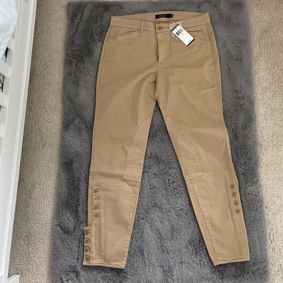 Ralph Lauren Tan Khaki Pants Caitriona Size 6 NWT - Picture 1 of 6
